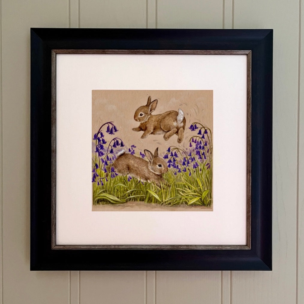 Original Artwork - Cotton Tails In The English Bluebells